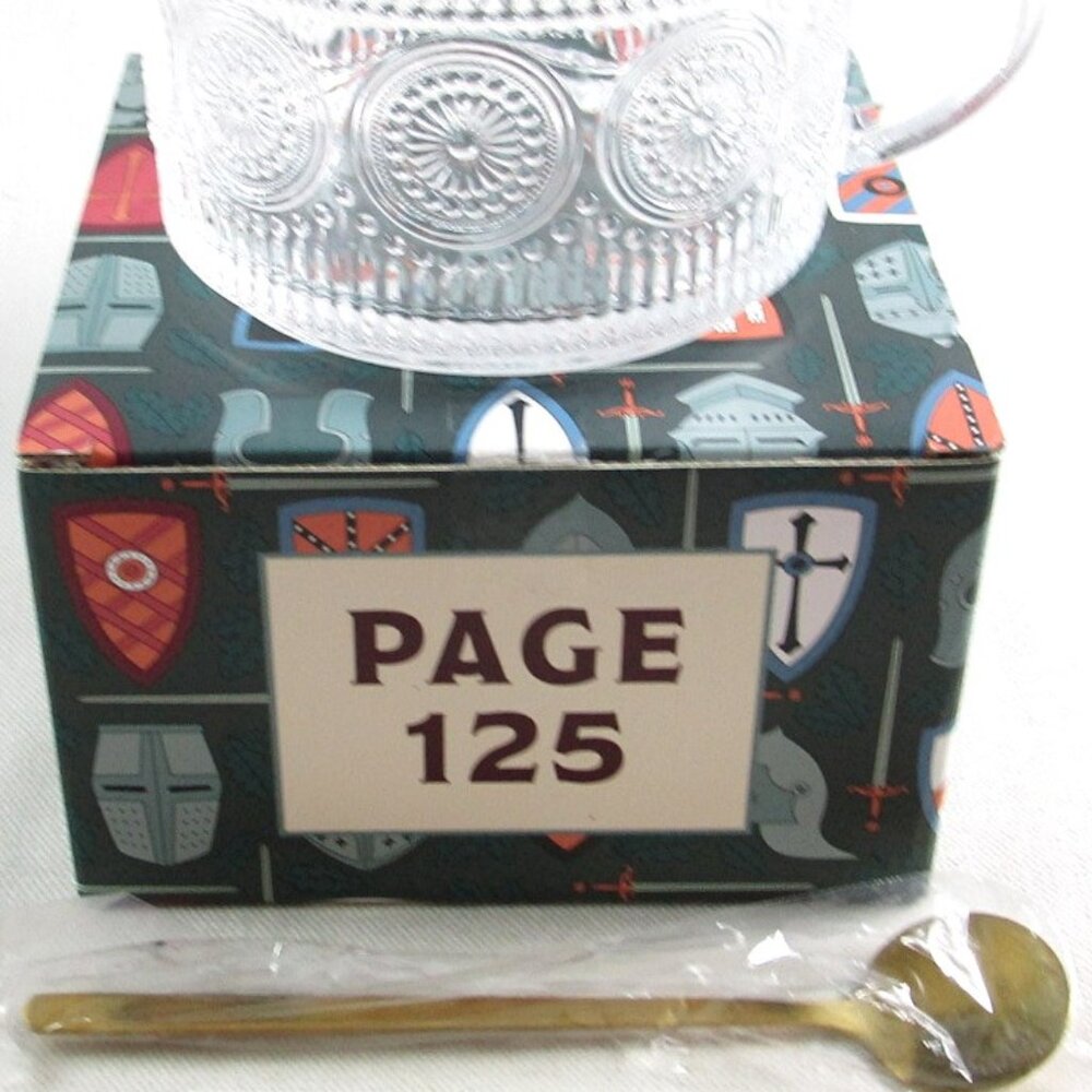 NIB NEW Once Upon A Book Club 15 oz. Clear Glass Mug & Spoon Set